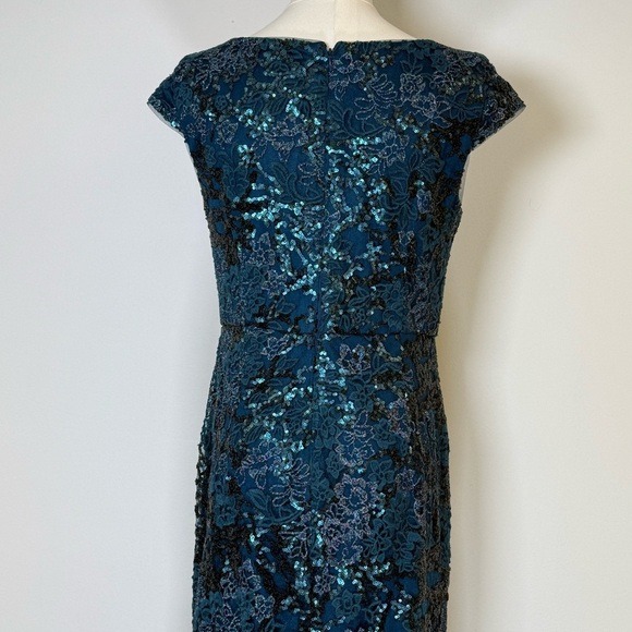 Alex Evenings Embroidered Lace And Sequins Cap Sleeve Gown Women’s Size 6 Petite - Picture 8 of 16